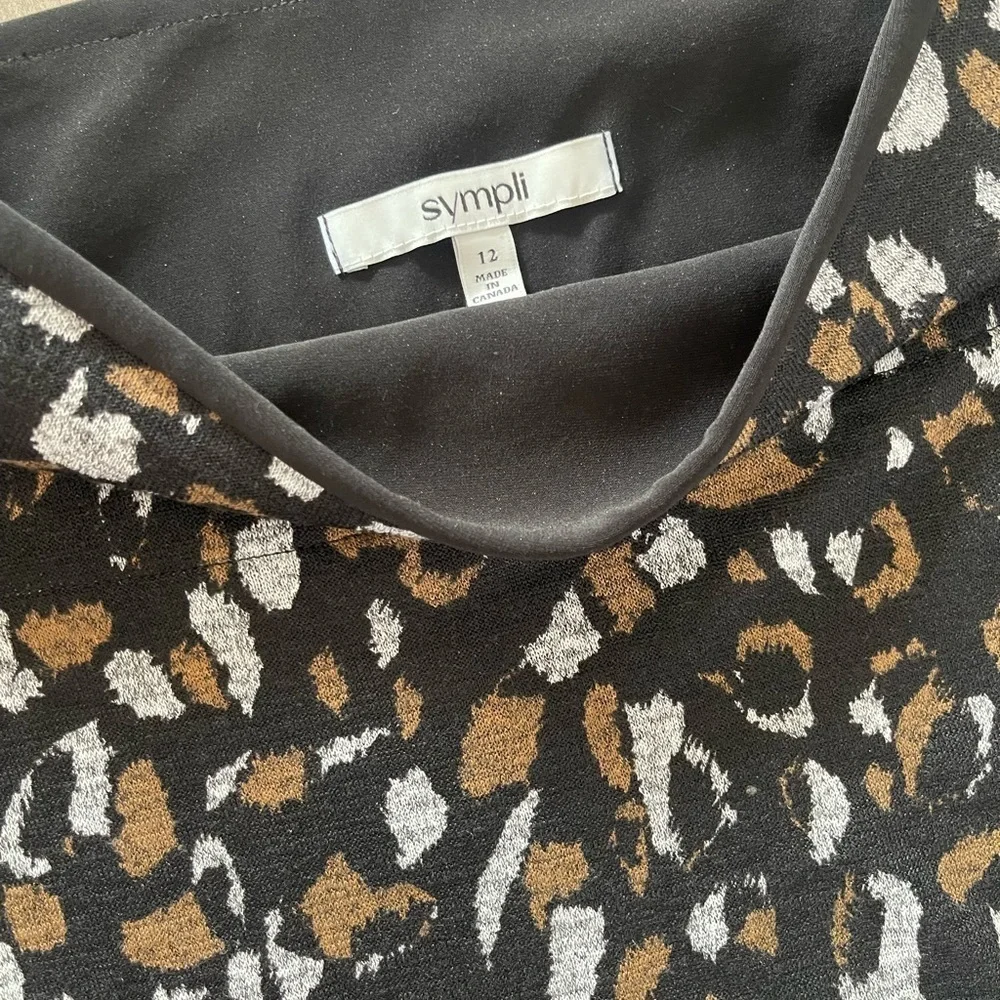 Sympli | Funnel Neck Leopard Abstract Lightweight Sweater Artsy Contemporary